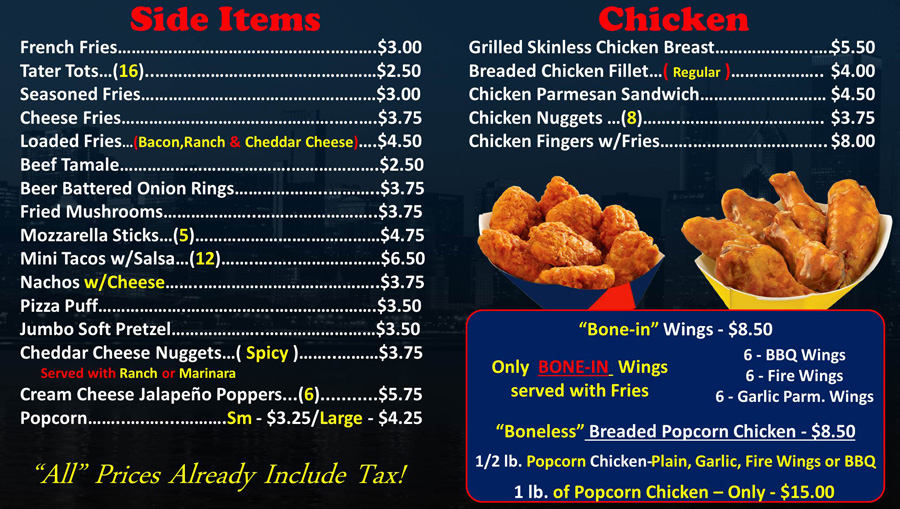 menu page one